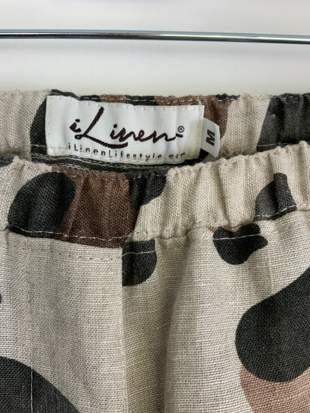 New Watercolor Leopard Print Linen Pants from iLinen Lifestyle Sz M - Picture 2 of 16